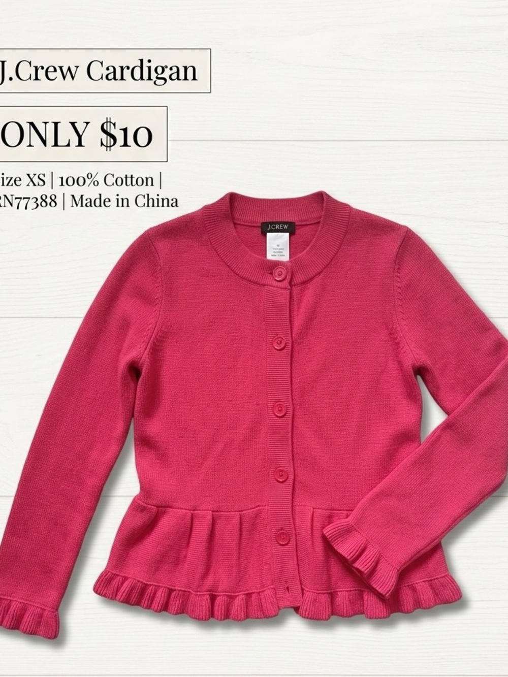 J.Crew Pink Peplum Cardigan